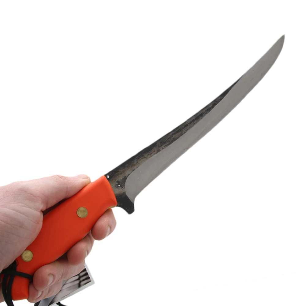 Svord Fillet Knife With Orange Handle Incl Leather Sheath 10in - Image 2